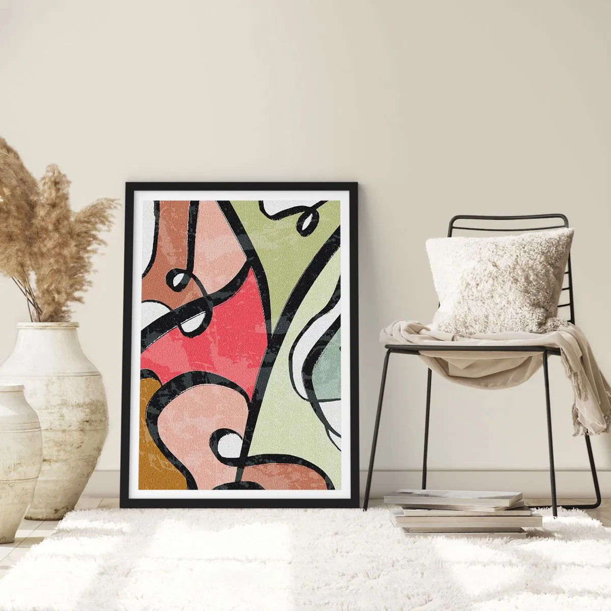 Poster în ramă neagră - Piruetă printre culori - 61x91 cm