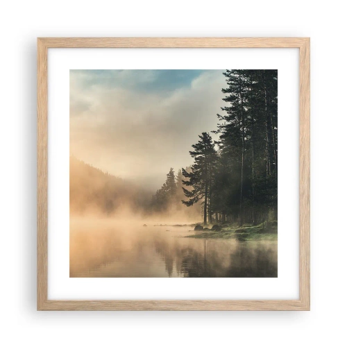 Poster în ramă de stejar deschis - Nașterea unei zile - 40x40 cm