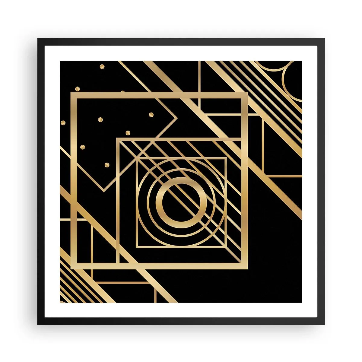 Poster în ramă neagră - Geometrie de aur - 60x60 cm