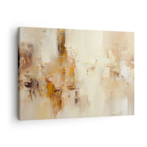 Tablou pe pânză Canvas - O compoziție abstractă în nuanțe calde de galben și maro. - 70x50cm - Sufletul de chihlimbar - Decorațiune modernă pentru perete pentru living și dormitor ARTTOR
