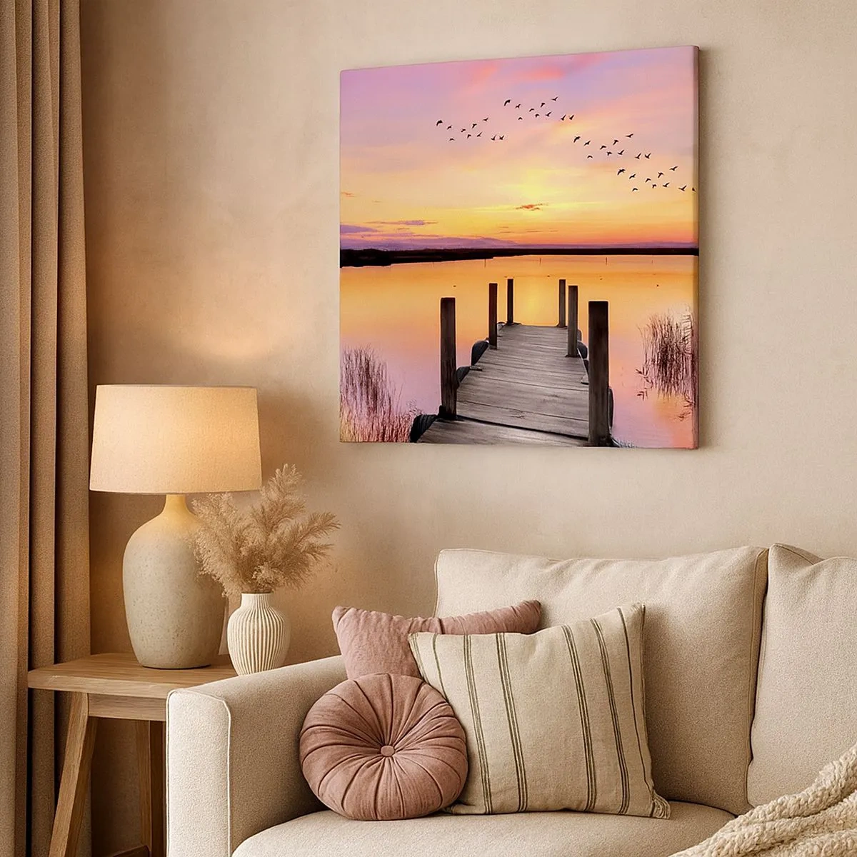 Tablou pe pânză - Zori liniștiți în mov - 30x30 cm