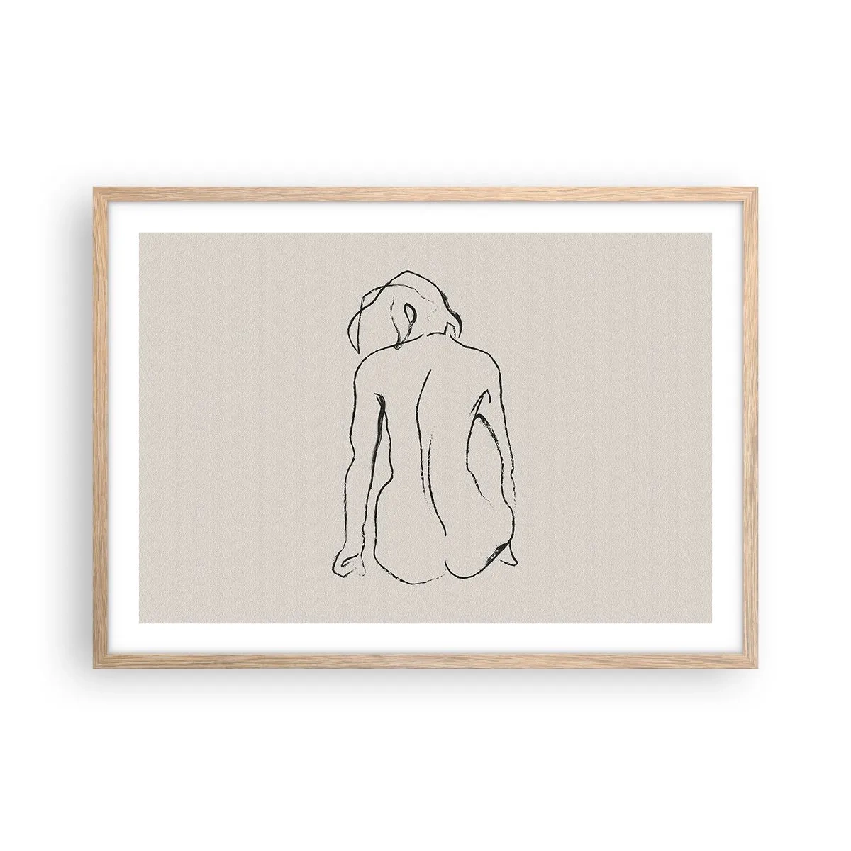 Poster în ramă de stejar deschis - Nud de fată - 70x50 cm