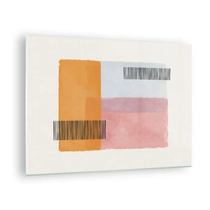 Tablou pe sticlă - Dreptunghiuri abstracte cu linii într-un stil minimalist - 70x50cm - Din colț în colț - Decorațiune modernă pentru perete pentru living și dormitor ARTTOR
