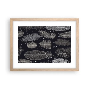 Poster în ramă de stejar deschis - Dantelă cu pene - 40x30 cm