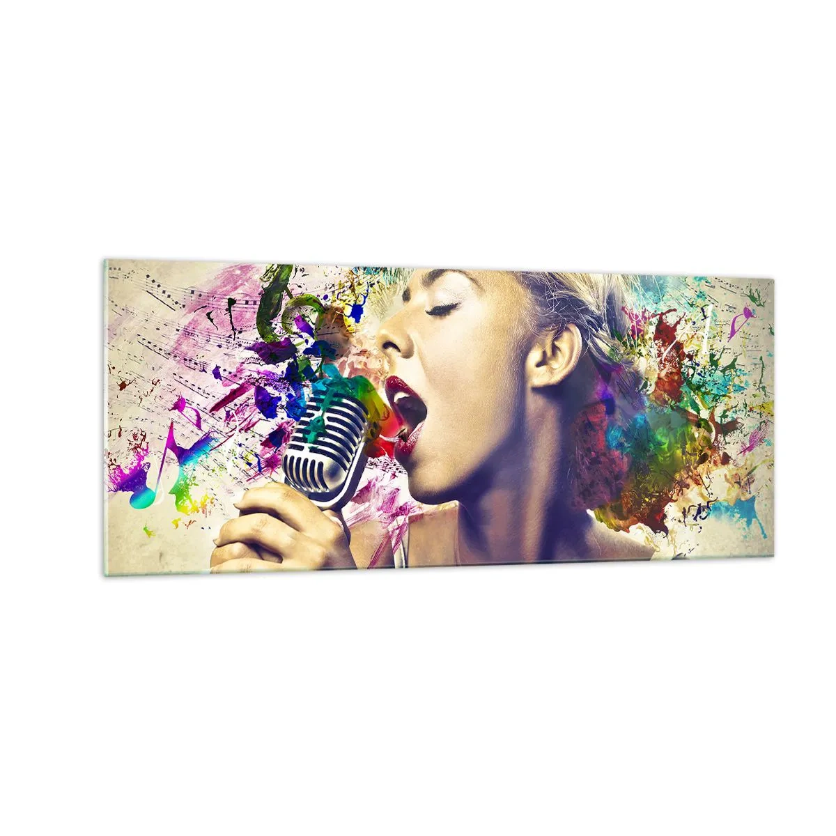 Tablou pe sticlă - Pictează lumea cu vocea ta - 100x40 cm