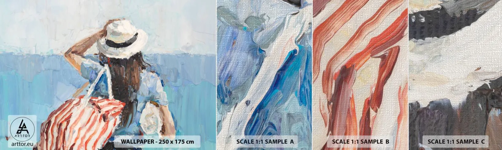 Mostră tapet Premium Canvas - Bine ați venit în concediu - plajă, Femeie, Nautic - 100x30 cm