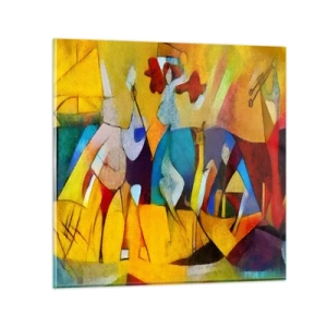 Tablou pe sticlă - Soare - viață - bucurie - 30x30 cm