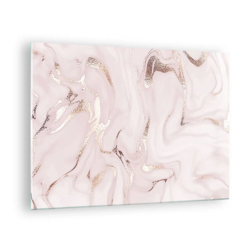 Tablou pe sticlă - Model abstract de marmură aurie roz - 70x50cm - În nebunia roz - Decorațiune modernă pentru perete pentru living și dormitor ARTTOR