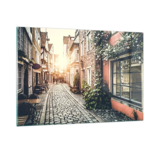 Tablou pe sticlă - Străduță în splendoare roz - 120x80 cm