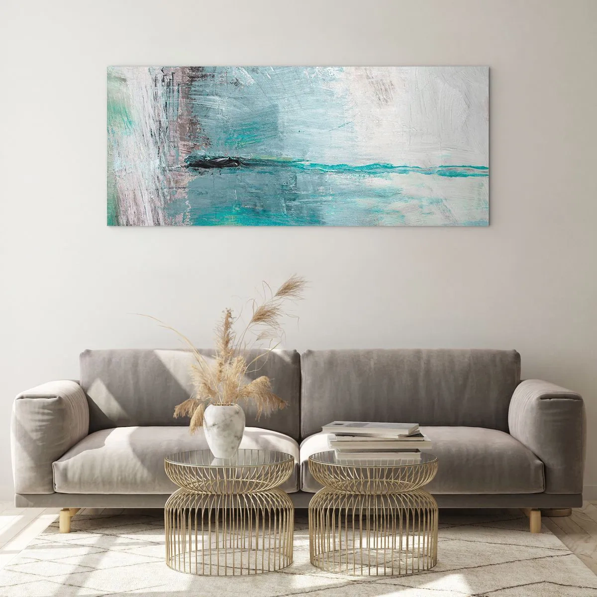 Tablou pe sticlă - Orizontal în albastru - 100x40 cm