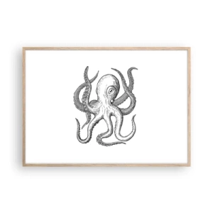 Poster în ramă de stejar deschis - Dansând cu valurile - 100x70 cm