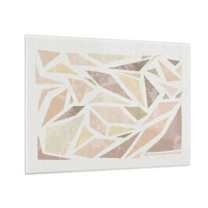 Tablou pe sticlă - Mozaic geometric în culori pastelate pe un fundal deschis - 70x50cm - Compoziție de vitralii - Decorațiune modernă pentru perete pentru living și dormitor ARTTOR