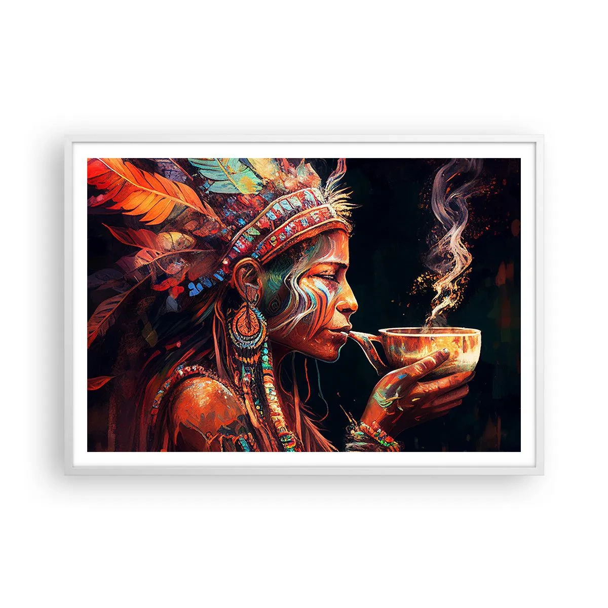 Poster în ramă albă - Ritual magic - 100x70 cm