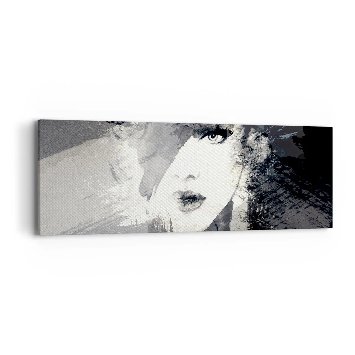 Tablou pe pânză - Din spatele unui voal gri - 90x30 cm