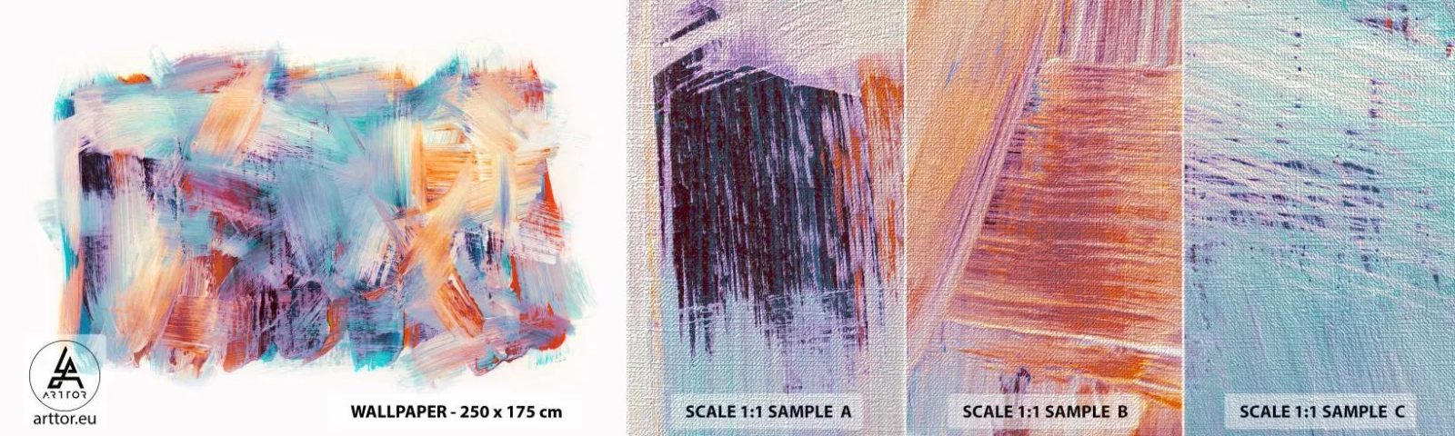 Mostră tapet Premium Canvas - O dezordine colorată - Minimalist, Pastel, Bucată - 100x30 cm