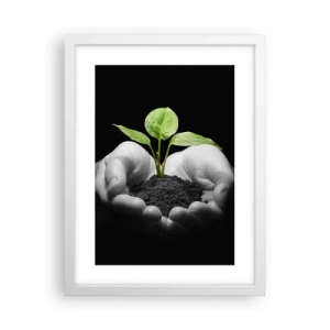 Poster în ramă albă - Iubesc natura, o protejez - 30x40 cm