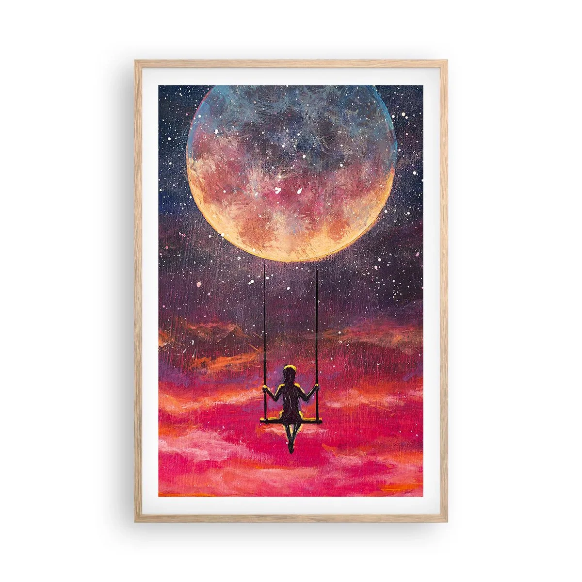 Poster în ramă de stejar deschis - Cu capul în nori - 61x91 cm