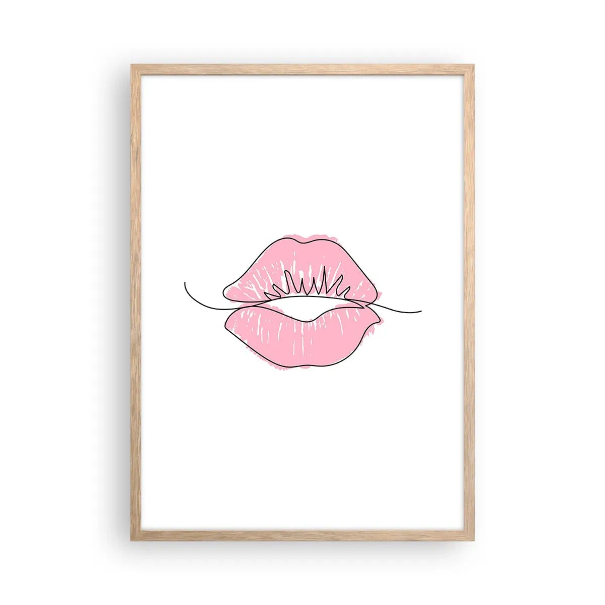 Poster în ramă de stejar deschis - Vrei un sărut? - 50x70 cm