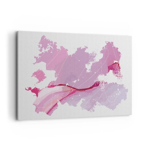 Tablou pe pânză - Harta unei lumi roz - 100x70 cm