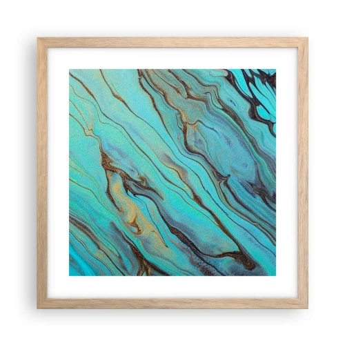 Poster în ramă de stejar deschis - Mareea turcoaz - 40x40 cm