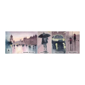 Mostră tapet Premium Sand - Într-o ceață ploioasă - Oraș, Arhitectură, Monumente - 100x30 cm