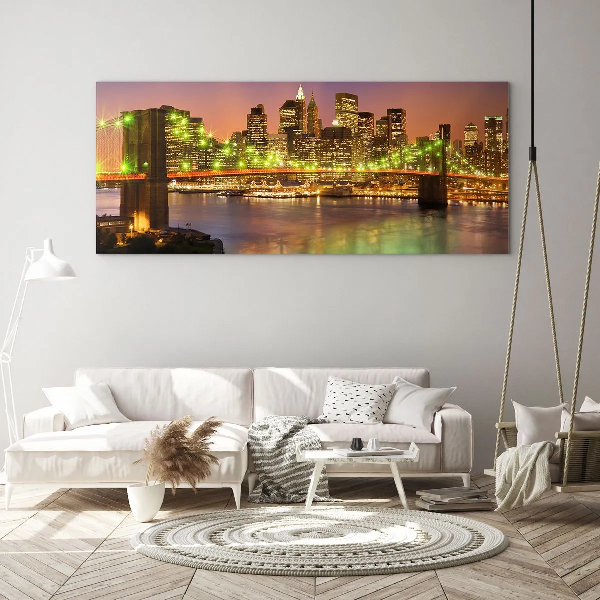 Tablou pe sticlă - Lumina nu se stinge niciodată aici - 160x50 cm