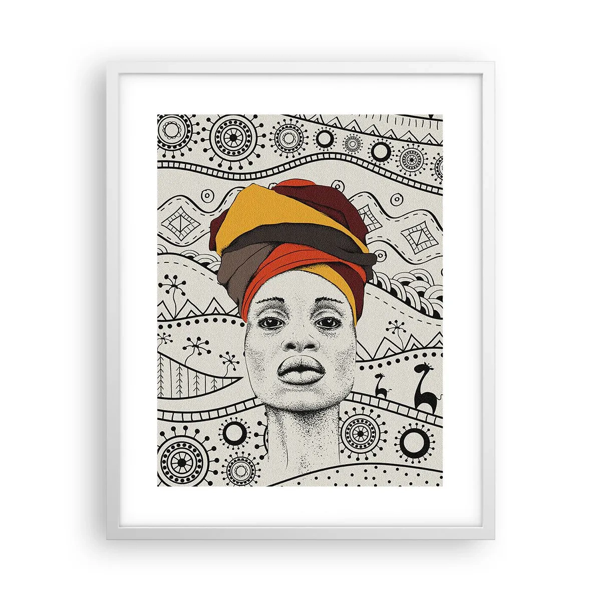 Poster în ramă albă - Portret african - 40x50 cm
