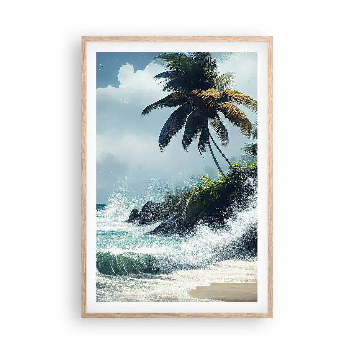 Poster în ramă de stejar deschis - Pe un țărm tropical - 61x91 cm
