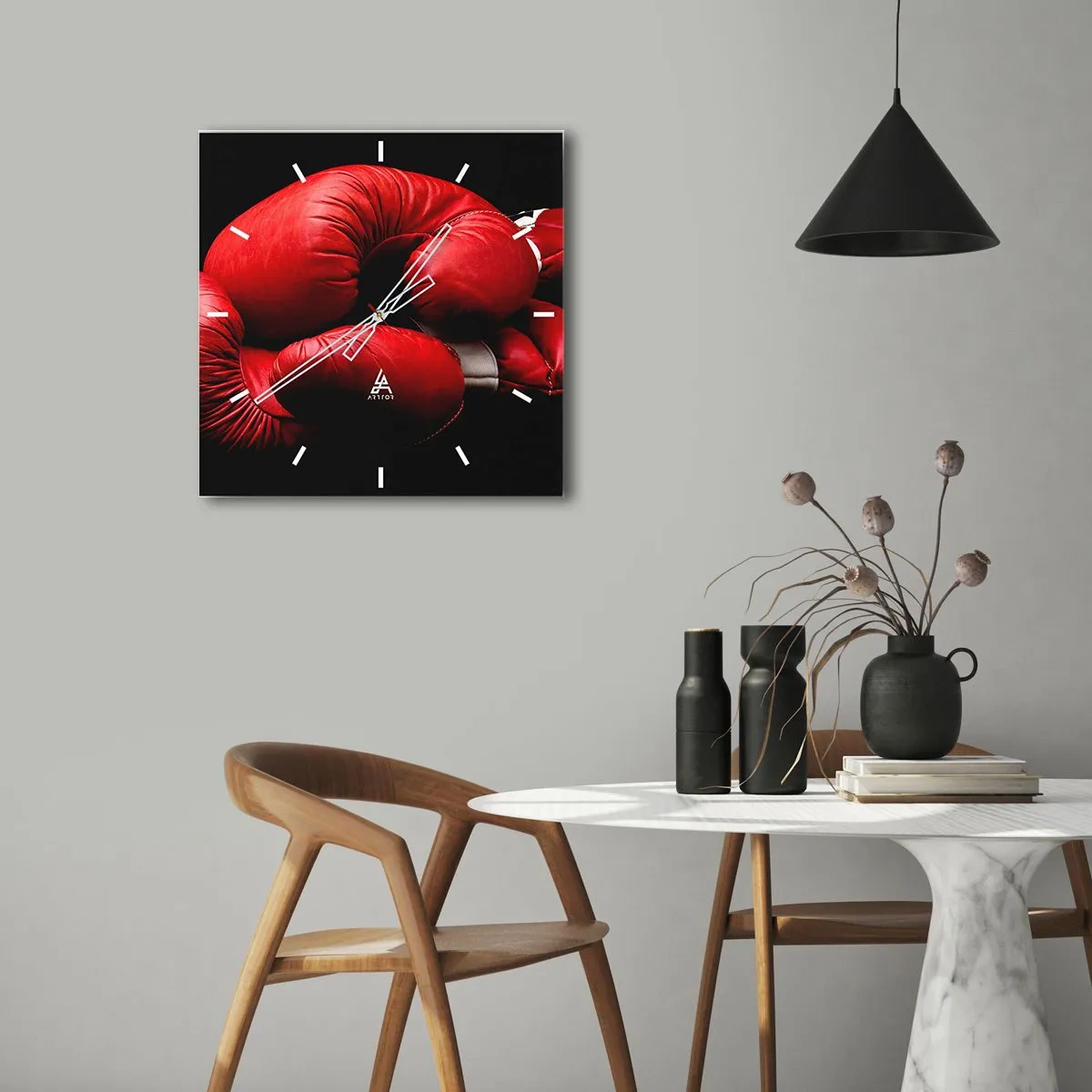 Ceas de perete - Ceas pe sticlă - Emoția bătăliei a trecut - 40x40 cm