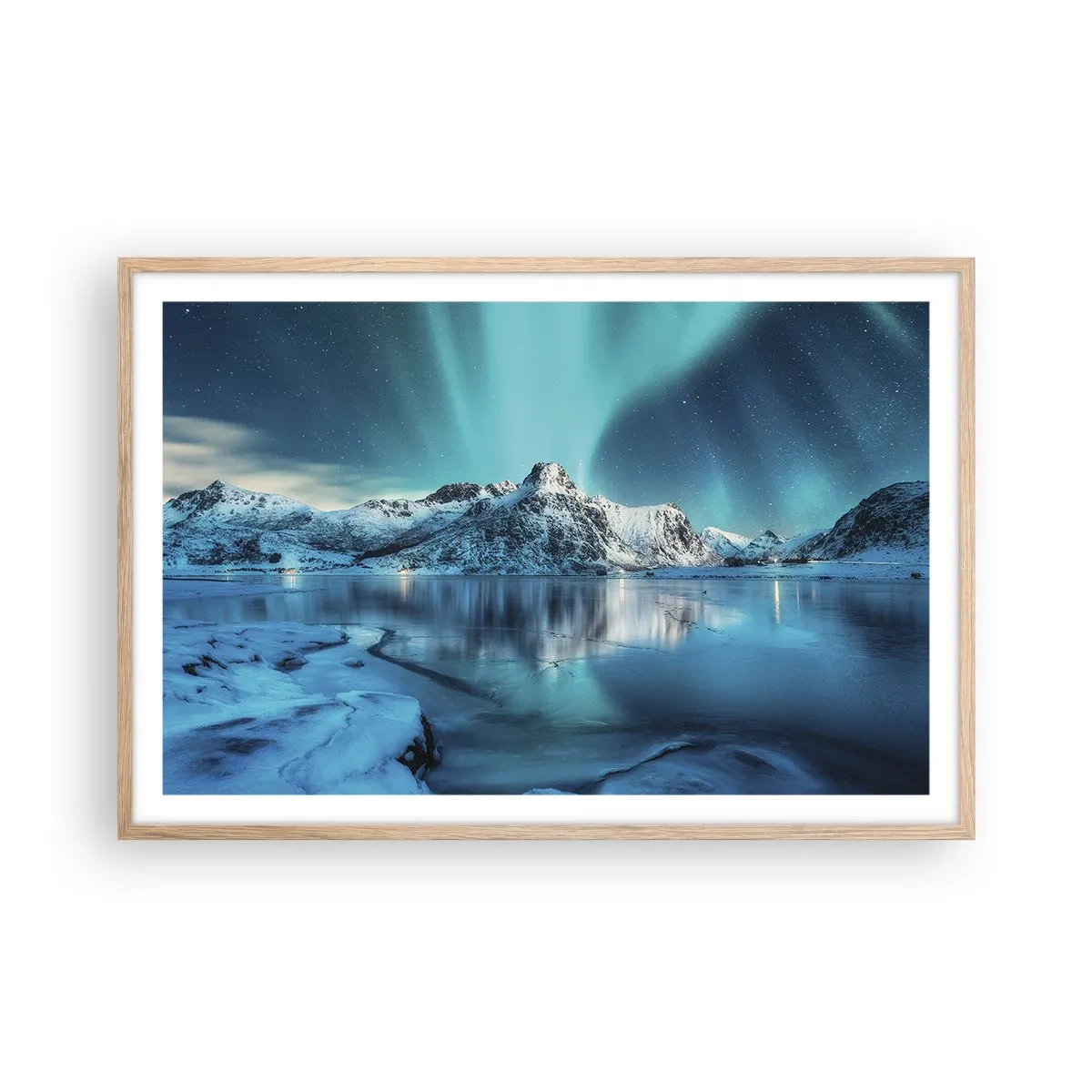 Poster în ramă de stejar deschis - Noaptea de lumină - 91x61 cm