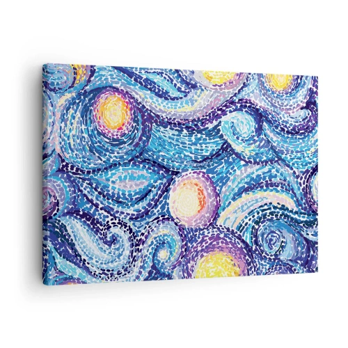 Tablou pe pânză Canvas - O interpretare artistică a cerului înstelat în stilul lui Van Gogh - 70x50cm - Dintr-un tablou de van Gogh - Decorațiune modernă pentru perete pentru living și dormitor ARTTOR