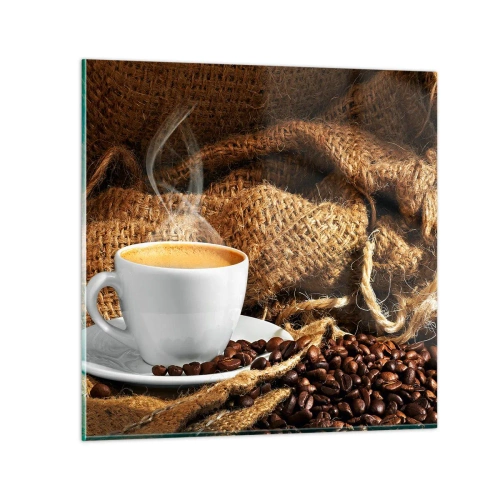 Tablou pe sticlă - Mirosul de mokka și densitatea lichidului de miere - 30x30 cm