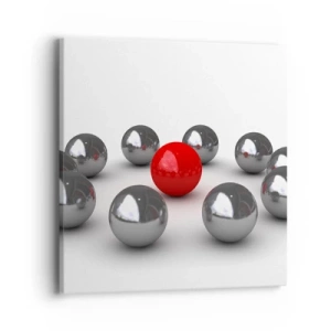 Tablou pe pânză - Cerc în argintiu și roșu - 40x40 cm