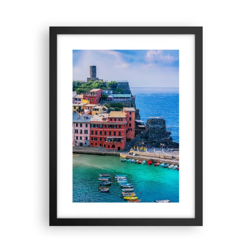 Poster în ramă neagră - Orașul mediteraneean magic - 30x40 cm