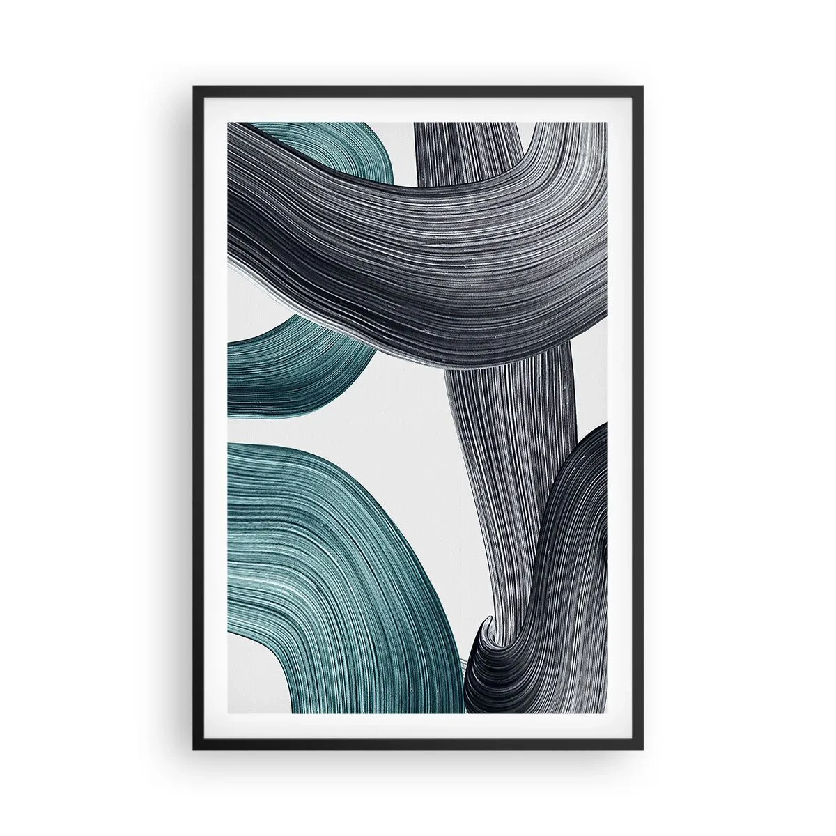 Poster în ramă neagră - Trasee de smarald și negru - 61x91 cm
