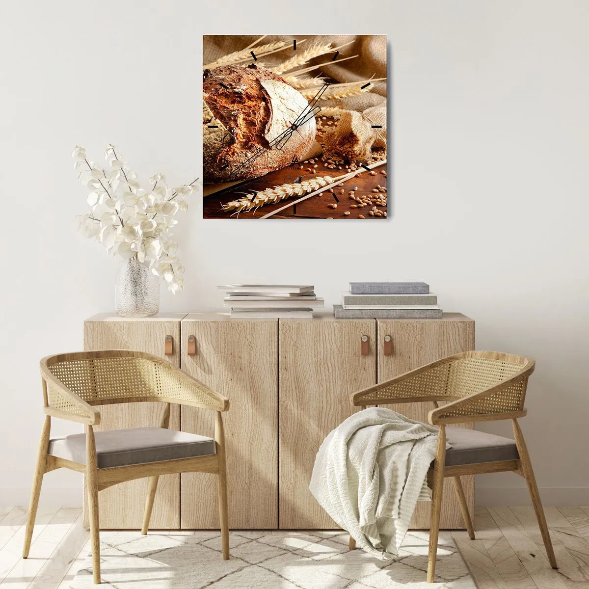 Ceas de perete - Ceas pe sticlă - Apetisantă, parfumată, crocantă - 40x40 cm