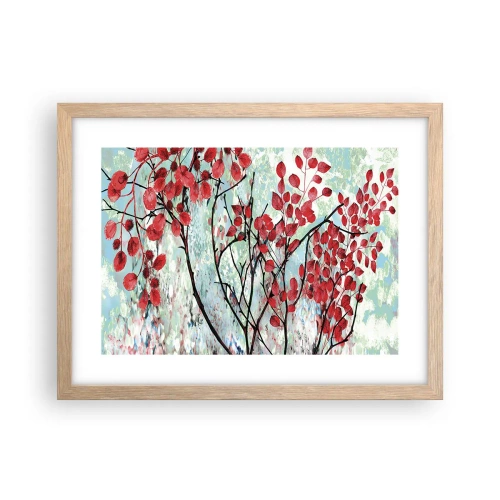 Poster în ramă de stejar deschis - Arbore în stacojiu - 40x30 cm