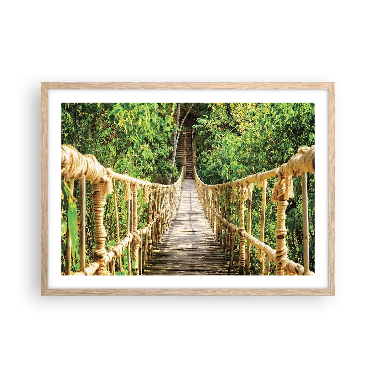 Poster în ramă de stejar deschis - Suspendat în verde - 70x50 cm