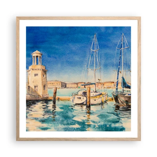 Poster în ramă de stejar deschis - Laguna însorită - 60x60 cm