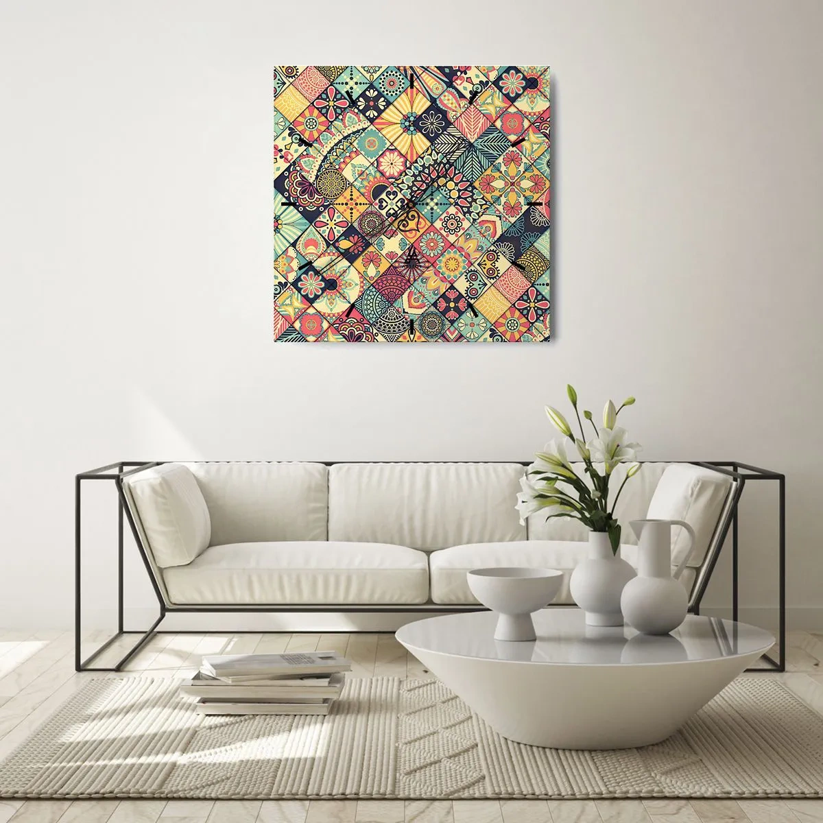 Ceas de perete - Ceas pe sticlă - Clima marocană - 40x40 cm