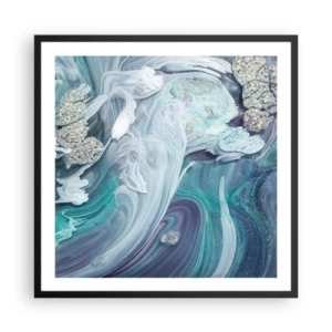 Poster în ramă neagră - Râuri de albastru - 60x60 cm