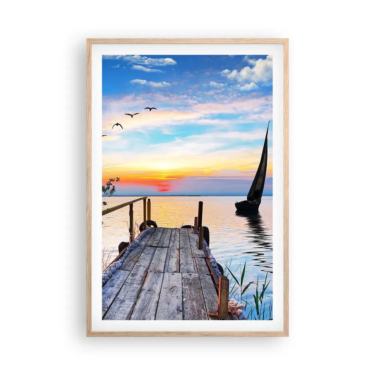 Poster în ramă de stejar deschis - Bună seara - 61x91 cm