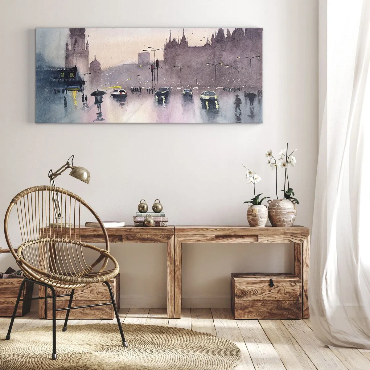 Tablou pe pânză - Într-o ceață ploioasă - 100x40 cm