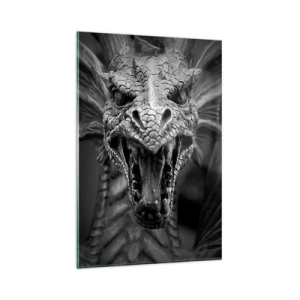 Tablou pe sticlă - Dragon de basm în gri - 80x120 cm