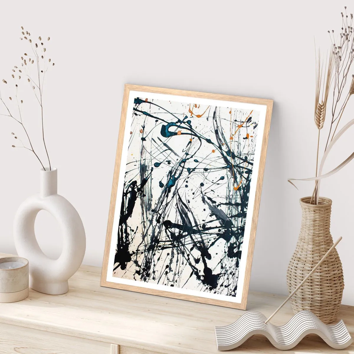Poster în ramă de stejar deschis - Abstracție expresionistă - 40x50 cm