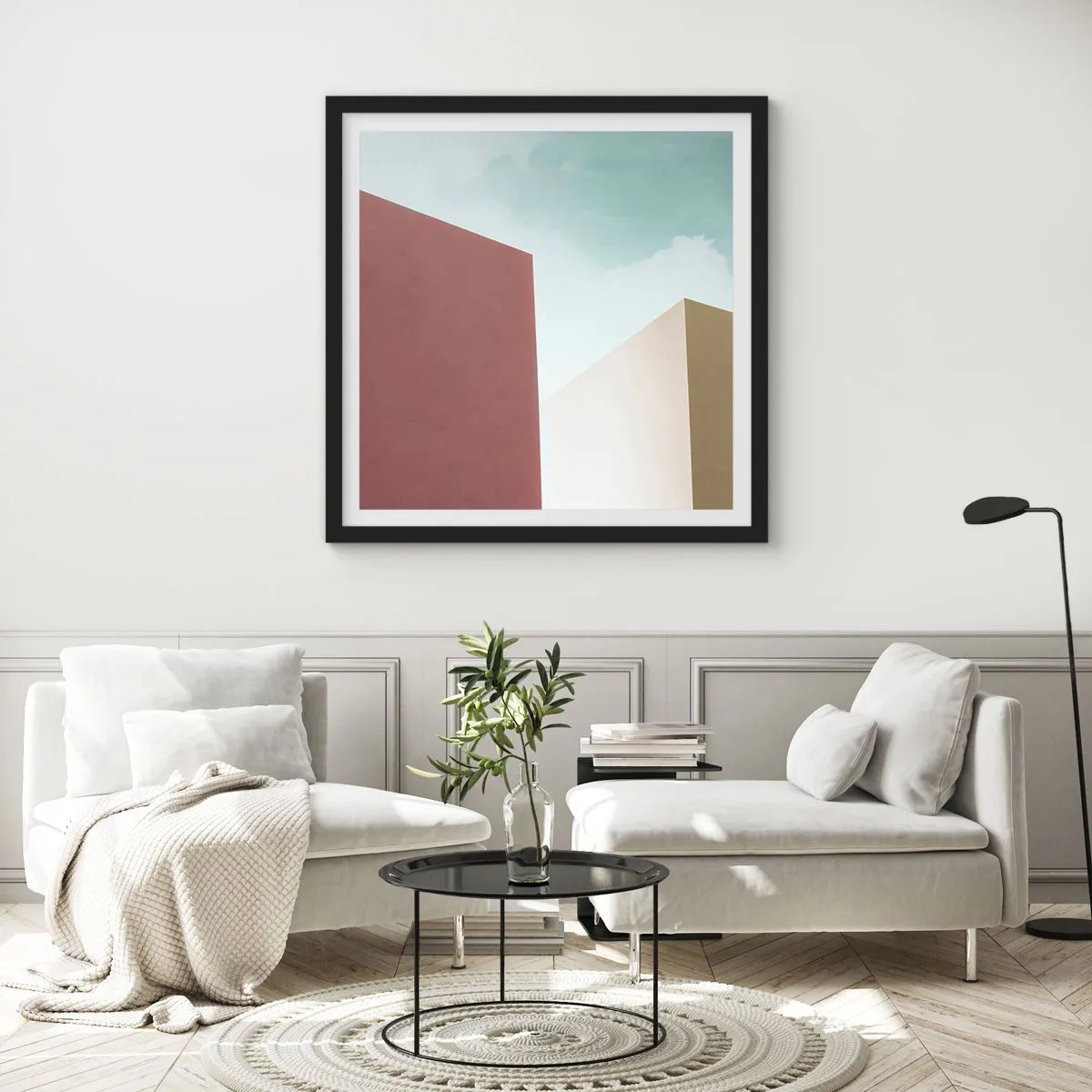 Poster în ramă neagră - Geometria unei veri însorite - 30x30 cm