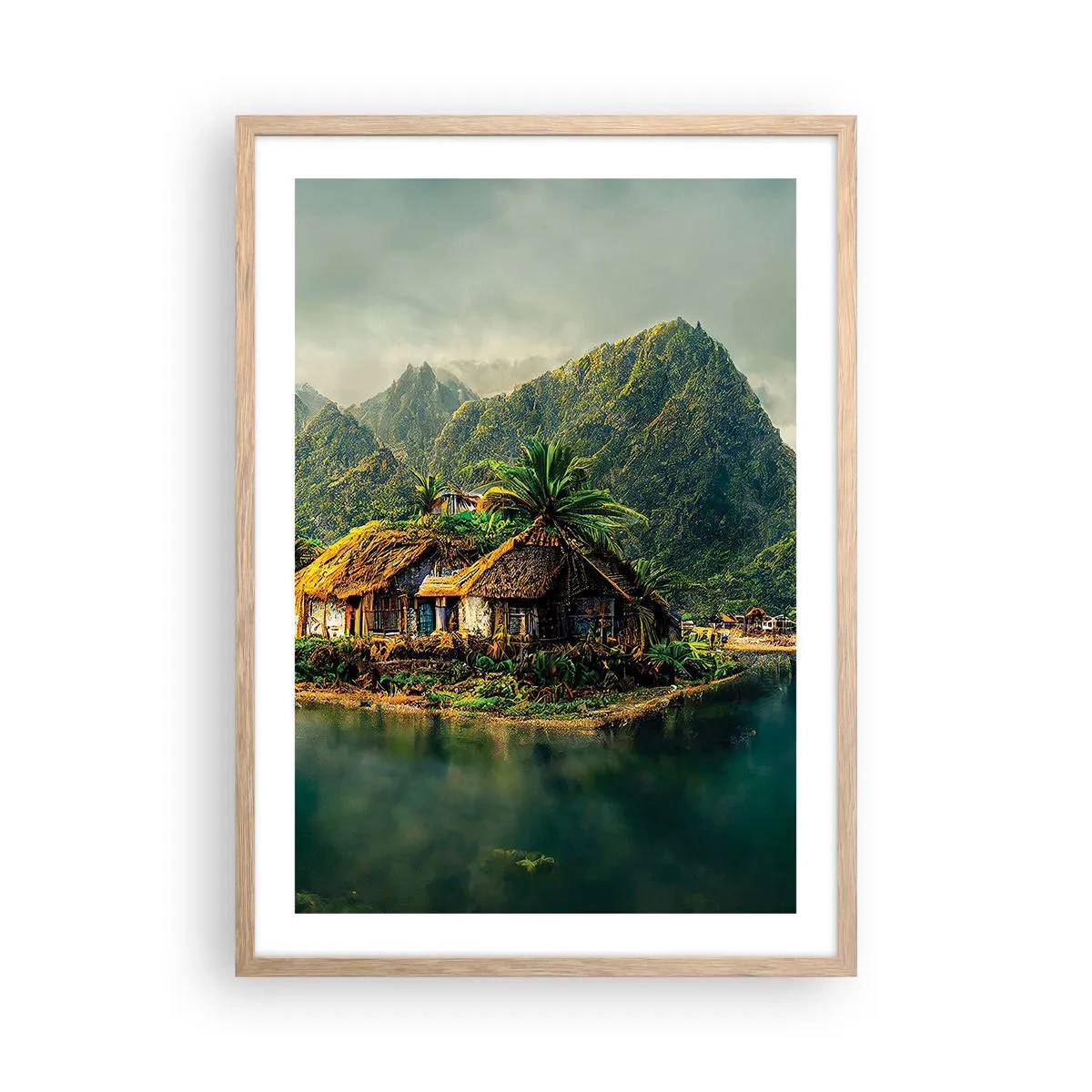 Poster în ramă de stejar deschis - Paradisul tropical - 50x70 cm