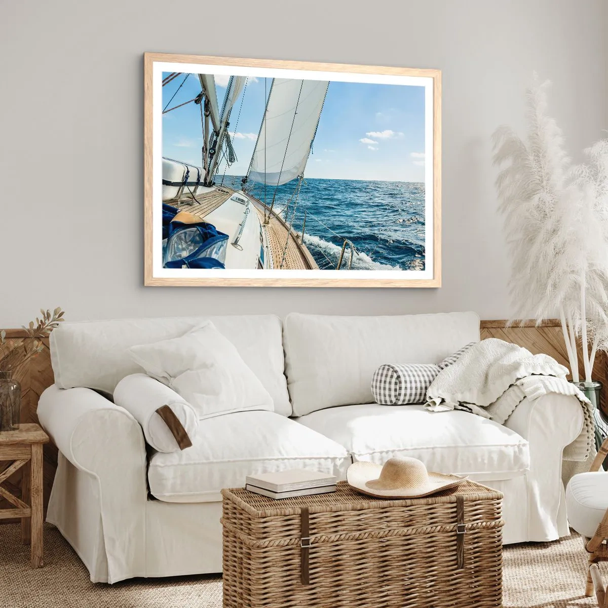 Poster în ramă de stejar deschis - Ahoy aventura - 91x61 cm