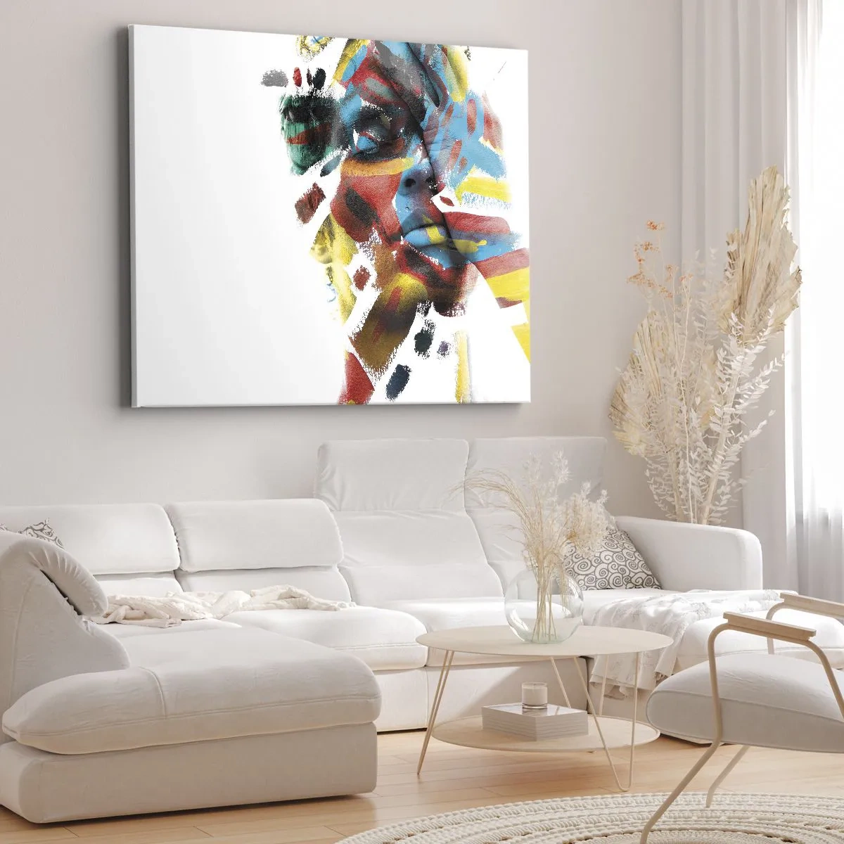 Tablou pe pânză Canvas - Portret abstract în culori vii - 70x50cm - Personalitate colorată - Decorațiune modernă pentru perete pentru living și dormitor ARTTOR