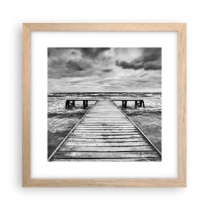 Poster în ramă de stejar deschis - Aștept ca vântul să fugărească... - 30x30 cm